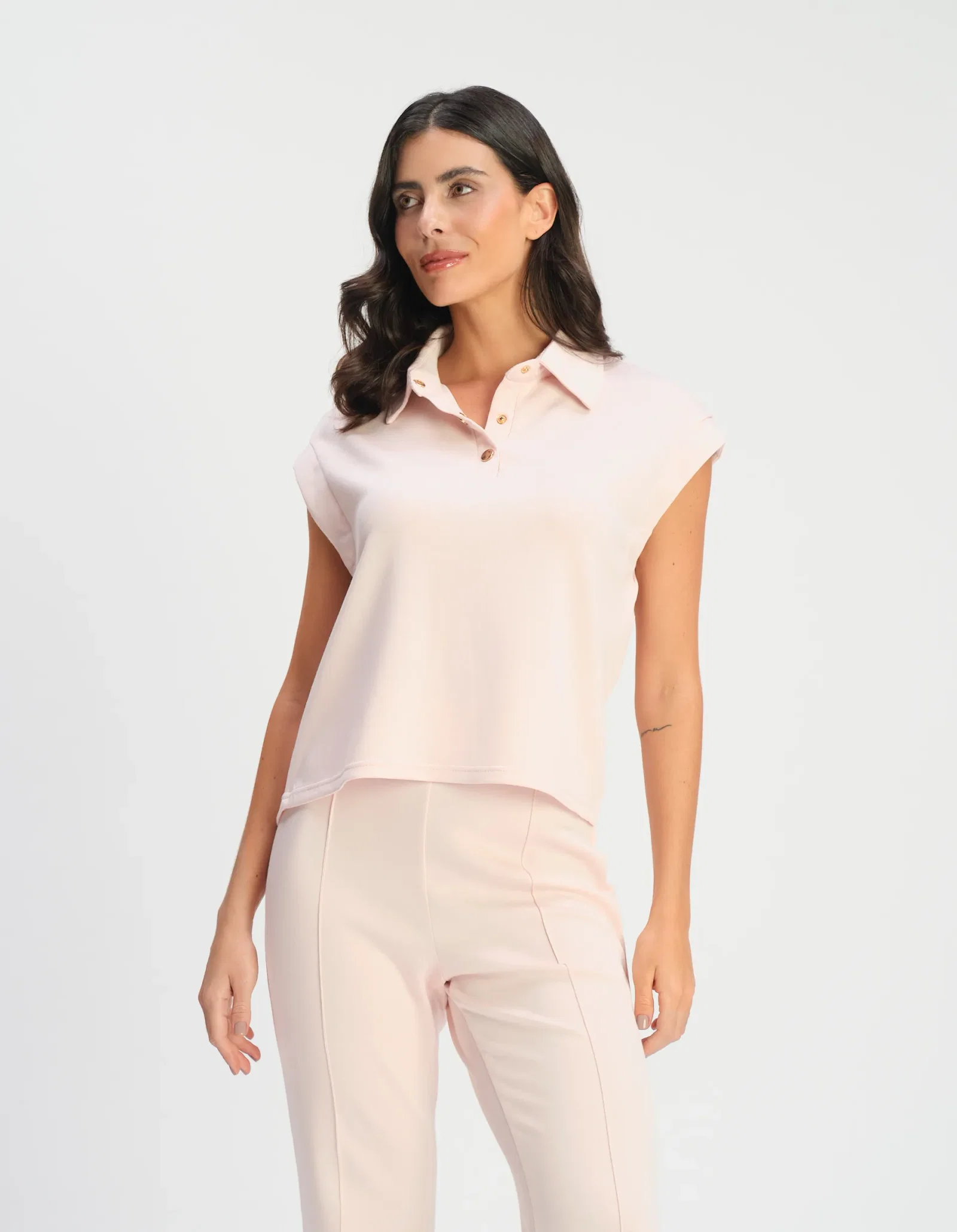 Blusa Comfy Sem Manga Com Gola - Rosa