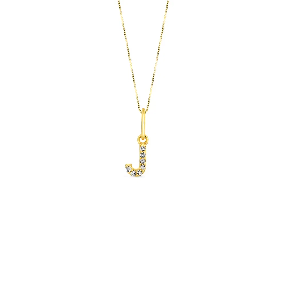 Pingente Letra J Ouro Amarelo e Diamantes — imagem 1