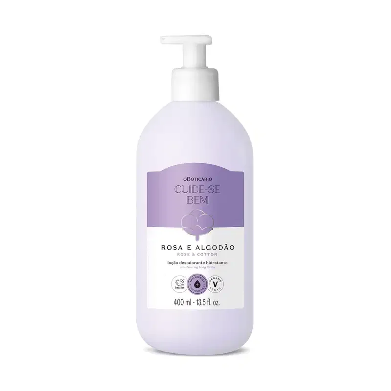 Loção Hidratante Desodorante Corporal Cuide-se bem Rosa e Algodão 400ml