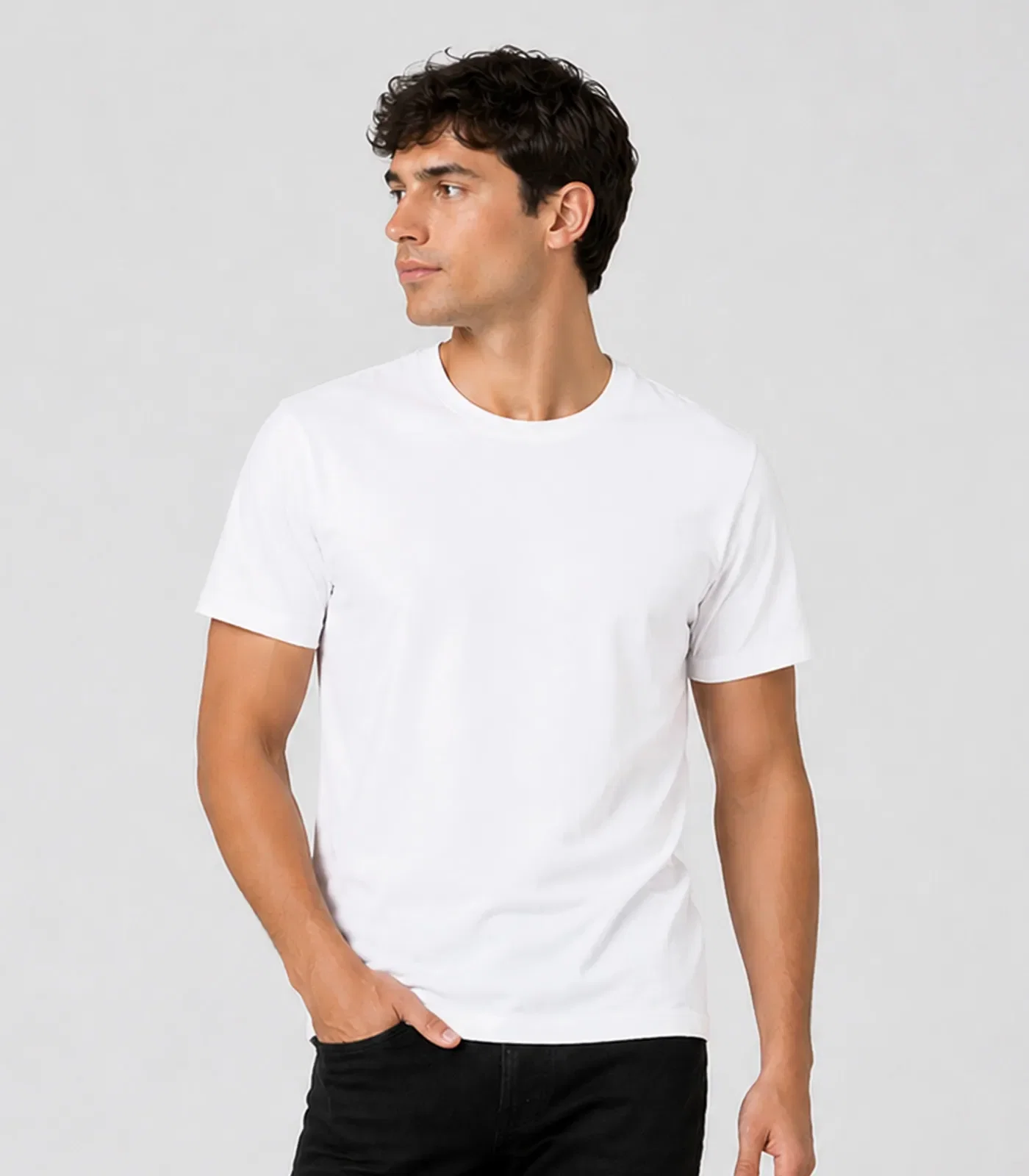 Camiseta Masculina Manga Curta Básica Select Branco — imagem 1