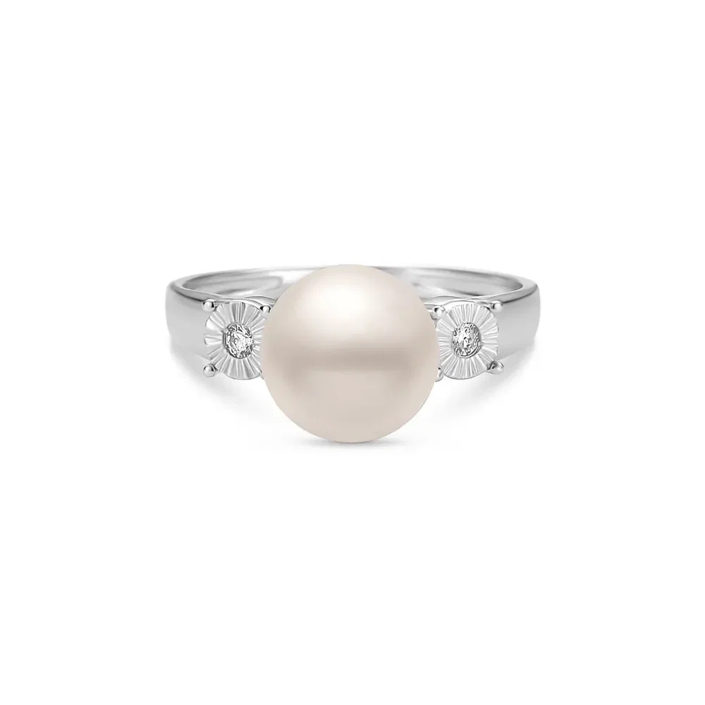 Anel Serena em Ouro Branco 18k com Pérola e Diamante — imagem 1