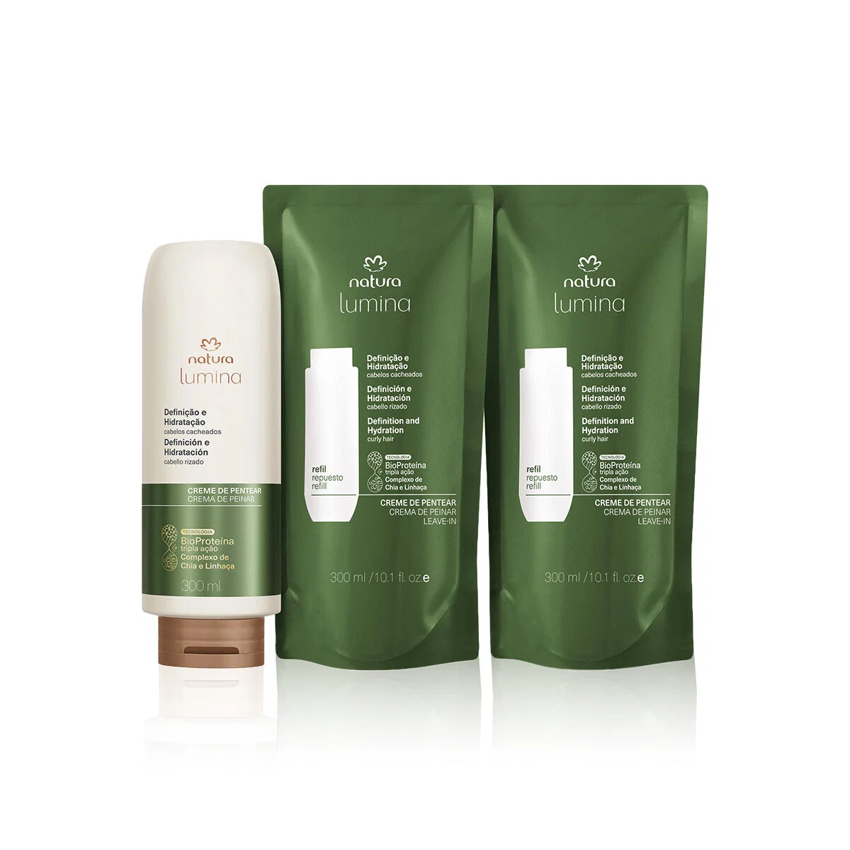Kit Lumina Creme de Pentear e Refil Definição e Nutrição para Cabelos Cacheados (3 produtos)