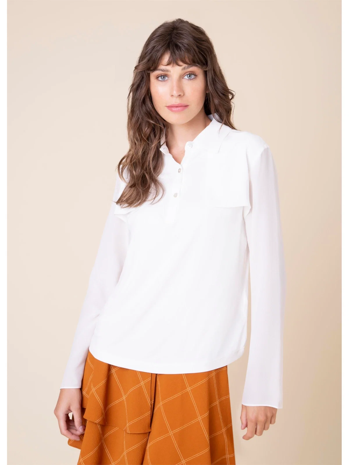 Camisa Trench Seda Off White