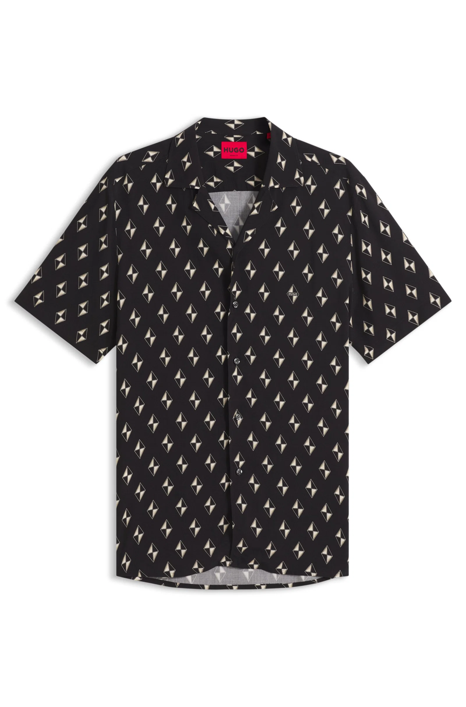 Camisa Relaxed Fit Com Estampado De Losangos — imagem 1