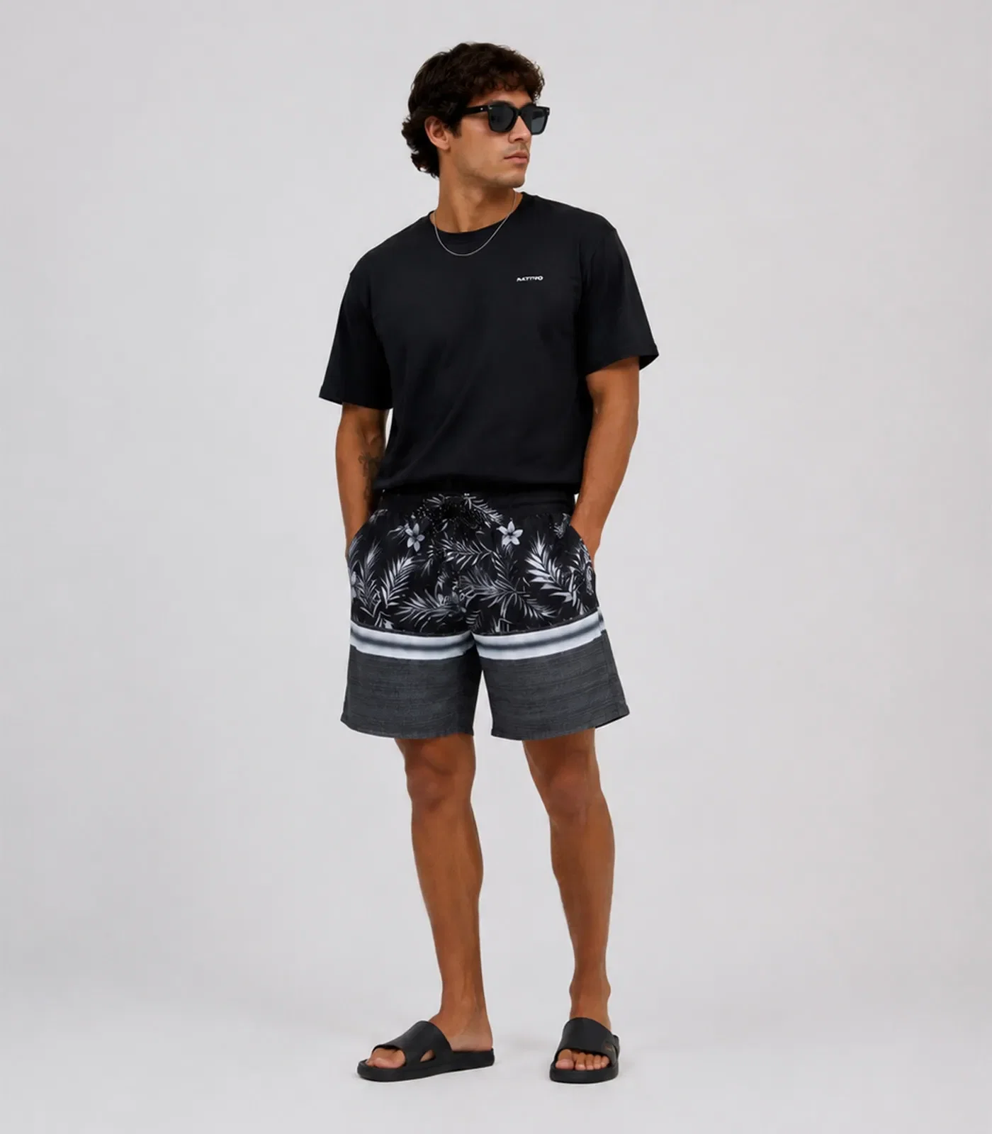 Bermuda Masculina Estampada Tactel Força Do Mar Cinza