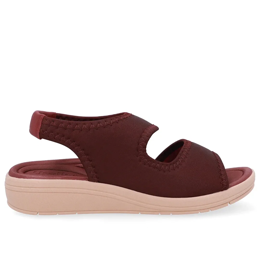 Sandália Salto Anabela Elastano Vinho Costura — imagem 1