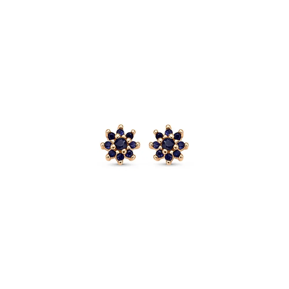 Brinco Baby Flor em Ouro Rosé 18k com Safiras Azul — imagem 1