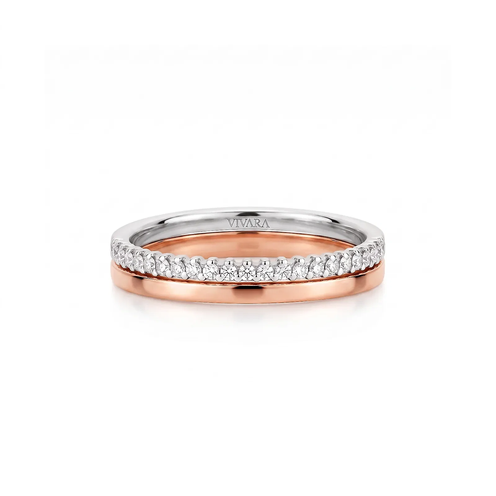 Aliança Essence em Ouro Branco e Ouro Rosé 18k com Diamantes 0,16ct, 3,6mm