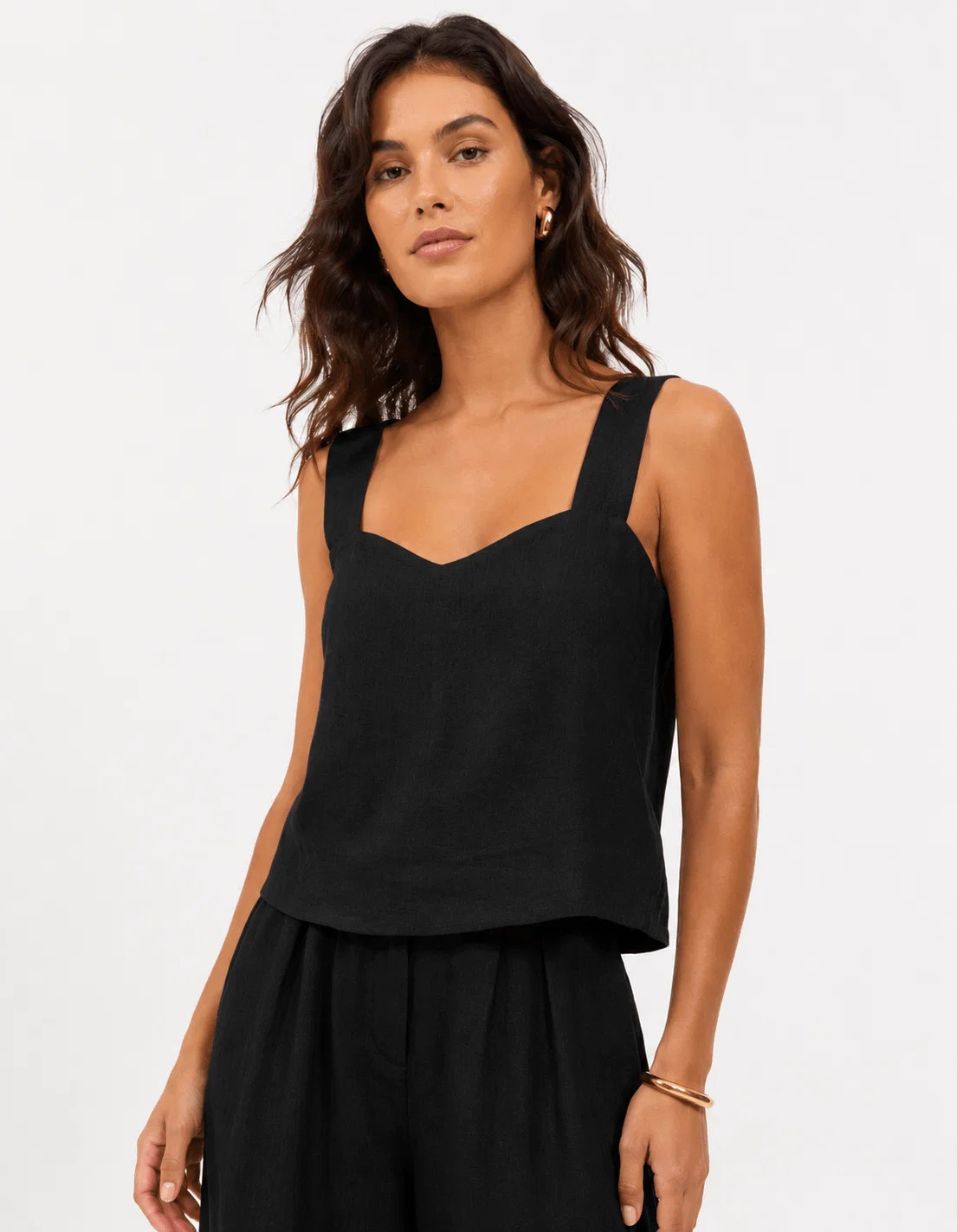 Blusa Alça Larga Decote Quadrado - Preto