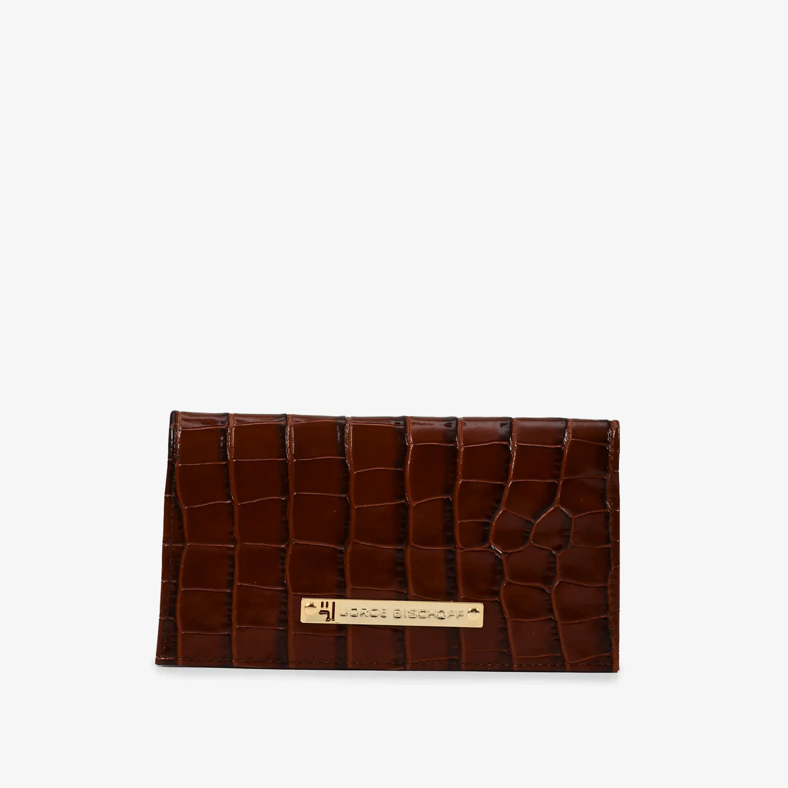 Carteira Envelope Marrom Couro Croco