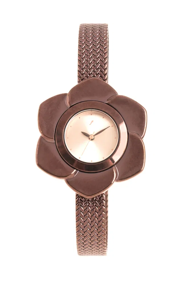 Relógio Analógico Feminino Mãe Natureza Floral Marrom — imagem 1