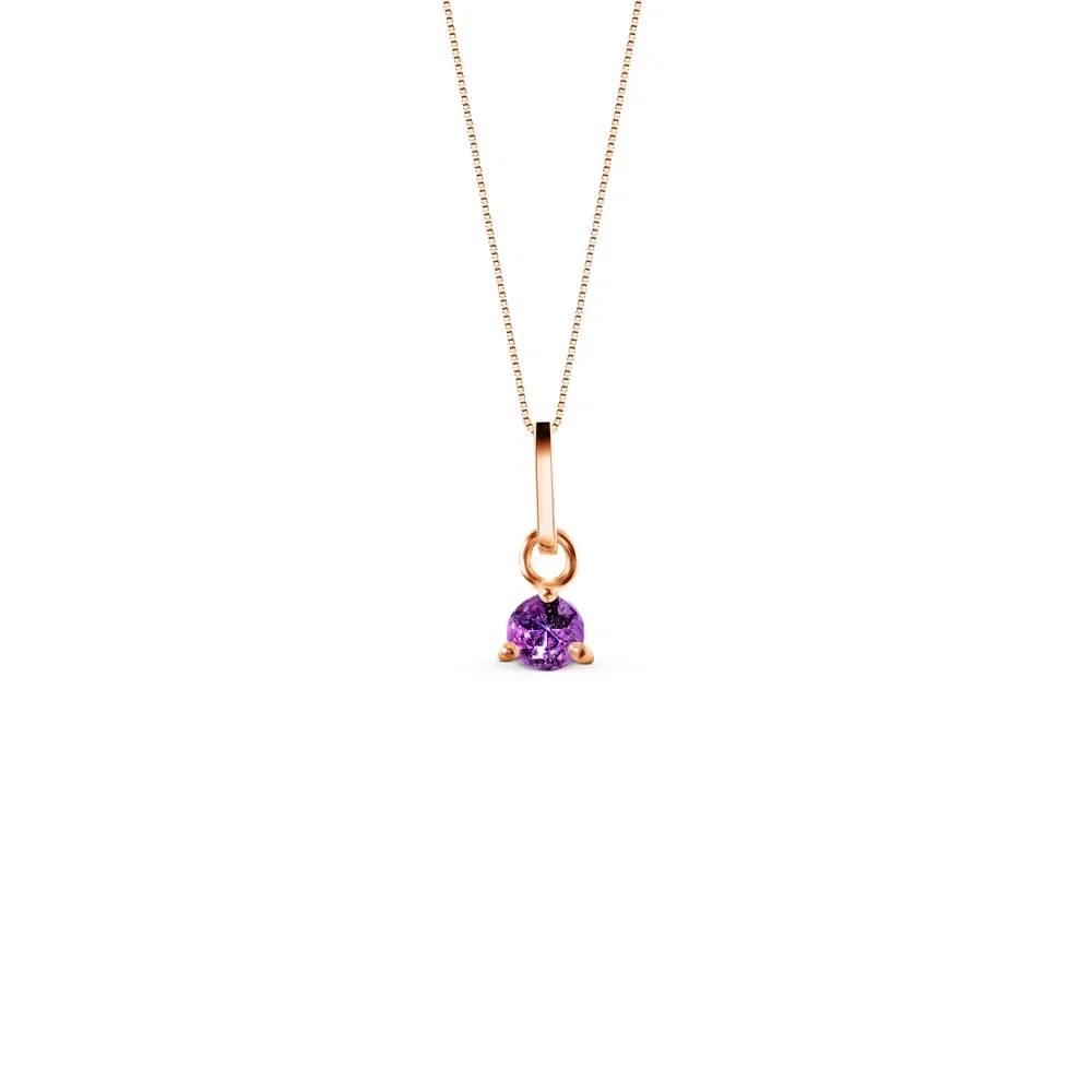 Pingente Colors em Ouro Rosé 18k com Ametista Roxa, 9mm — imagem 1