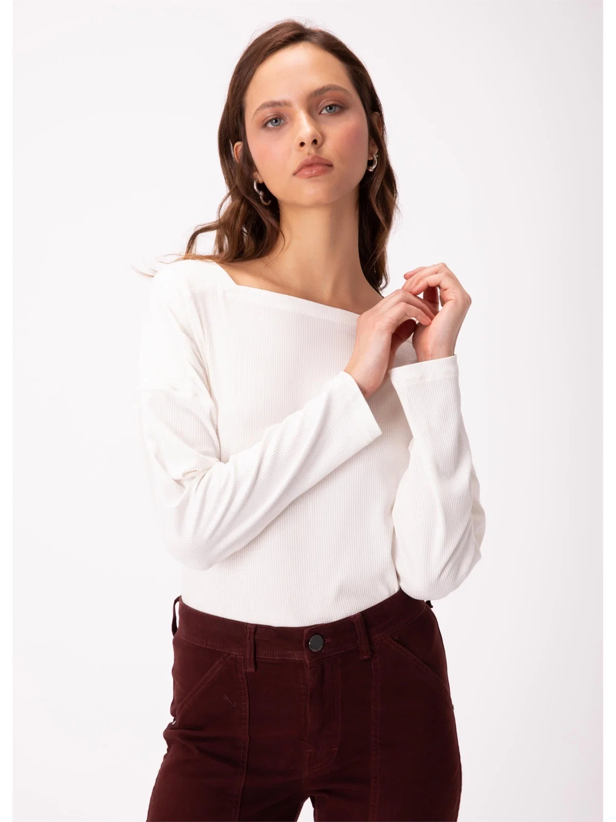Blusa Lunar Decote Quadrado Ml Off White