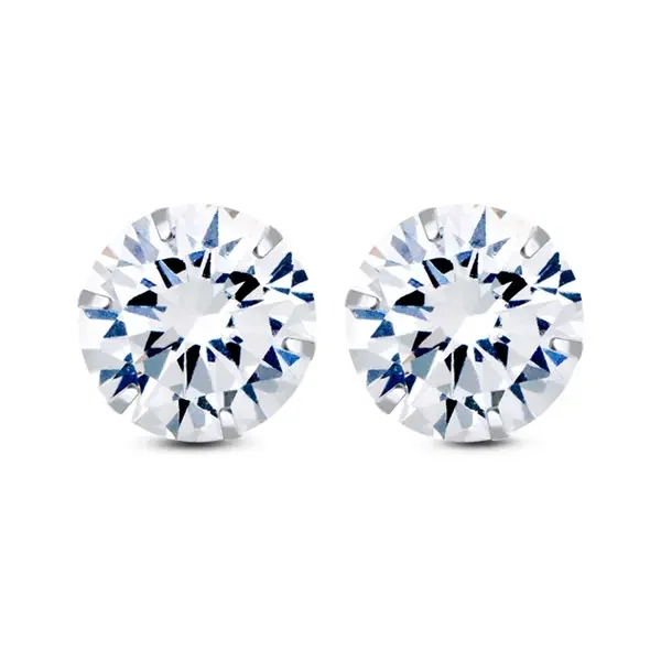 Brinco Prata Top Zircônia Redondo 12Mm