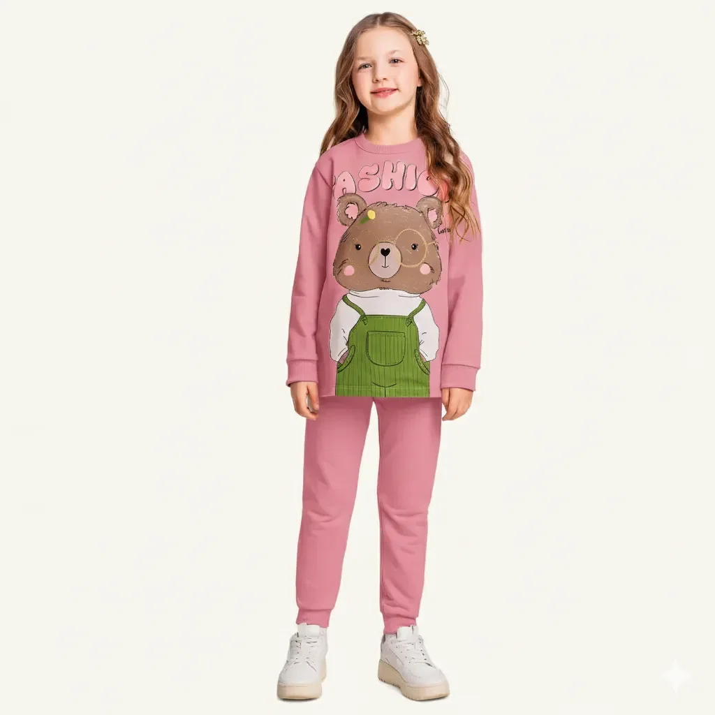 Conjunto blusão e calça em moletom molinê urso — imagem 1