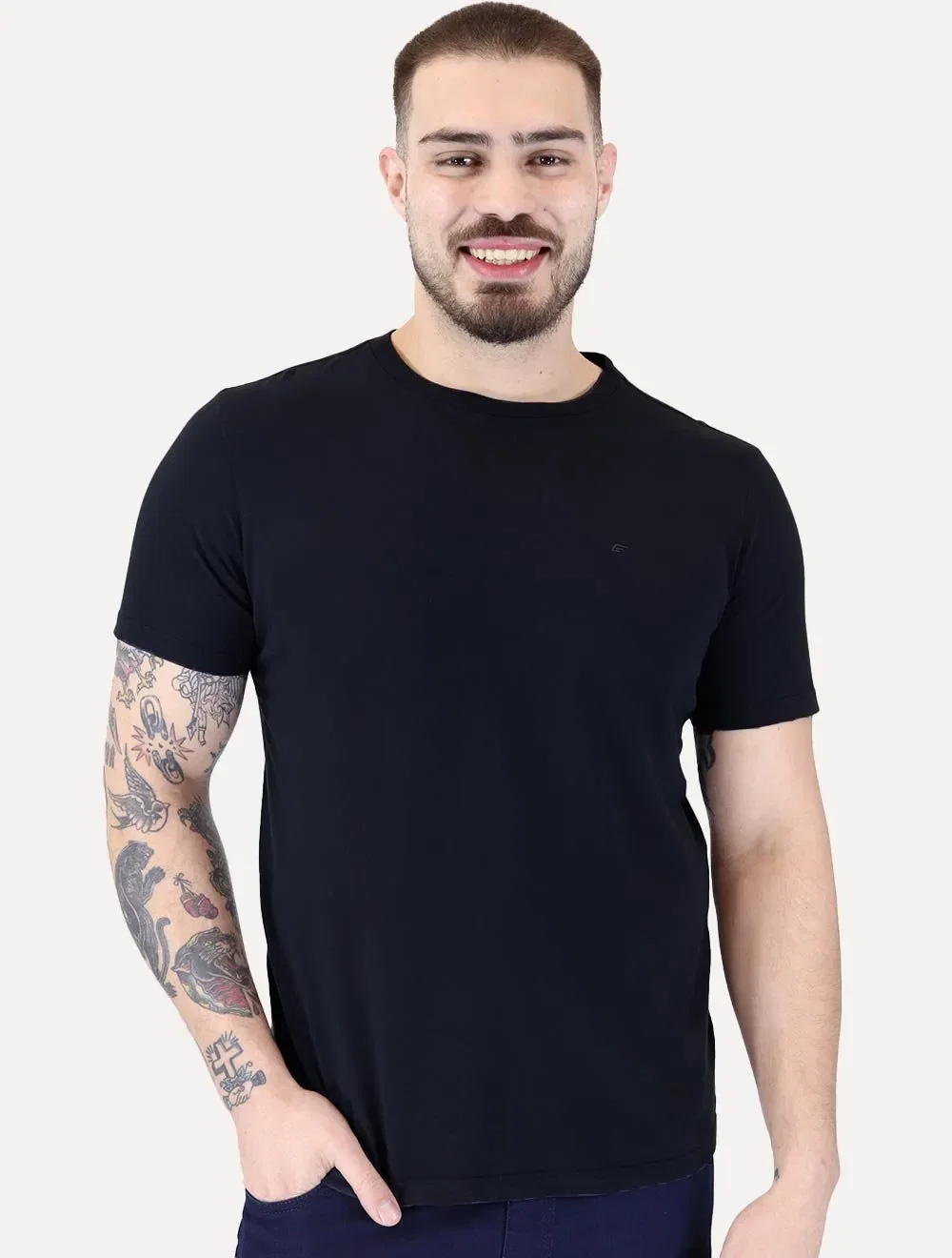 Camiseta Ellus Masculina Cotton Fine Easa Classic Midnight Blue Marinho