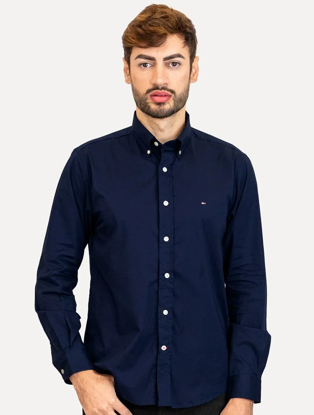 Camisa Tommy Hilfiger Masculina Regular Core Flex Poplin Azul Marinho — imagem 1