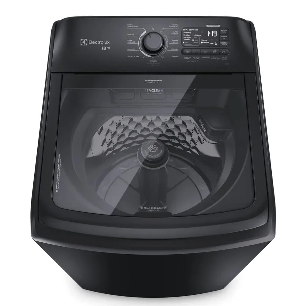 Máquina de Lavar Electrolux 18Kg Preta Expert Tripla Filtragem e Jatos Poderosos (LEB18) — imagem 1