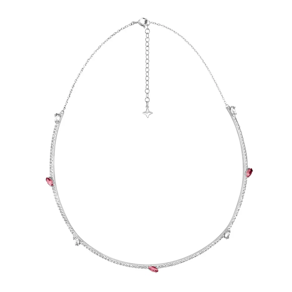 Colar Life Brisa em Prata 925 com Pedras Vermelhas e Incolores, 45cm — imagem 1