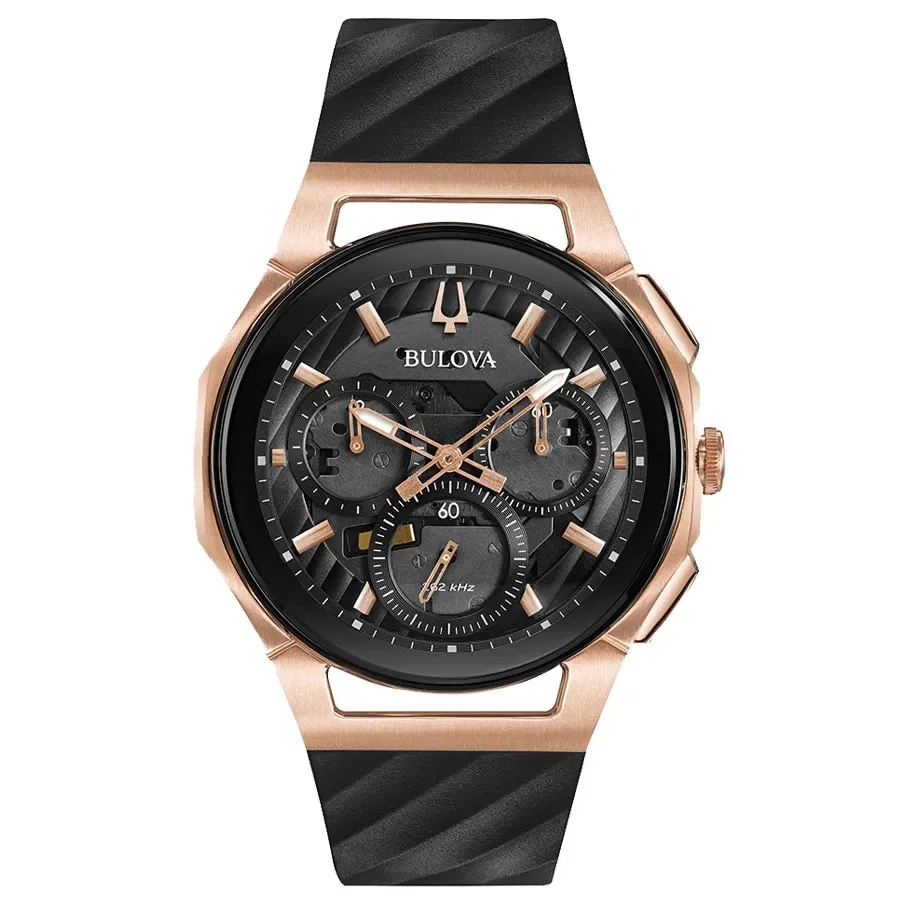 Relógio Bulova Curv Masculino Borracha Preta 98A185