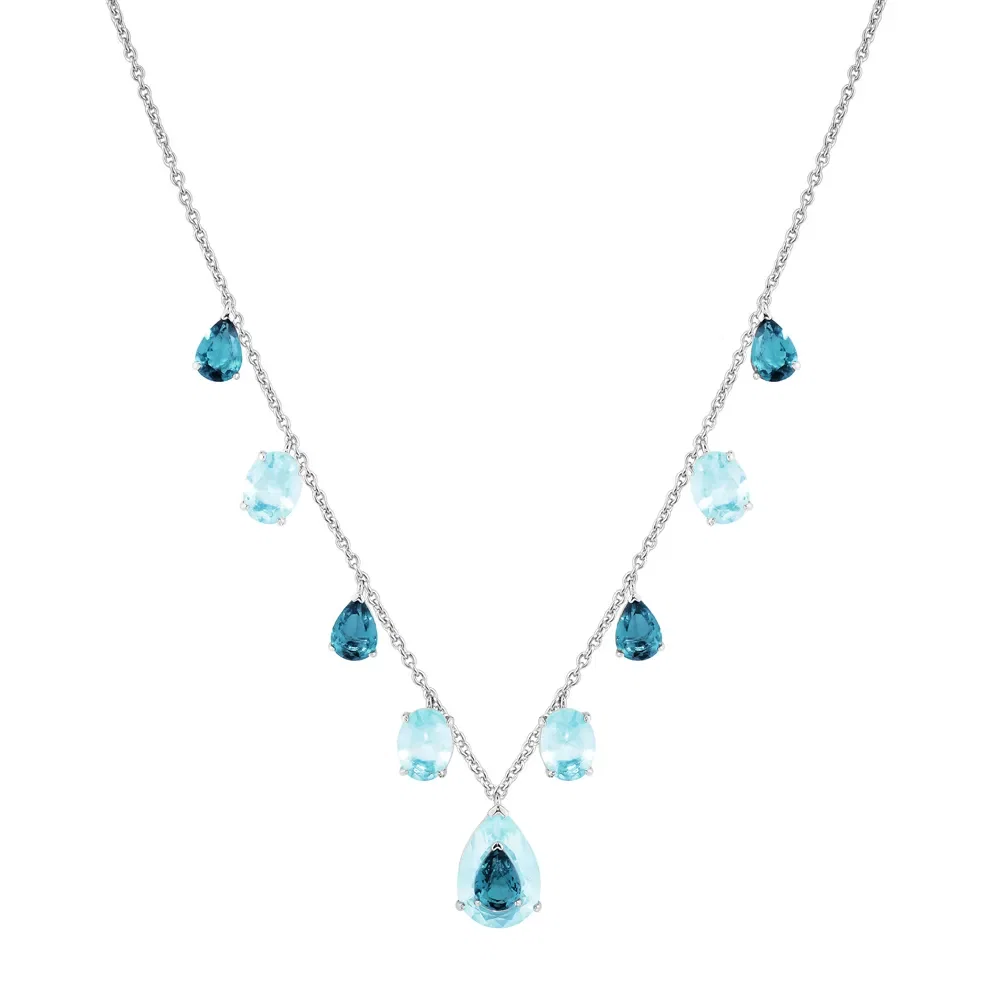 Colar Life Azure em Prata 925 com Pedras Azuis, 45cm — imagem 1