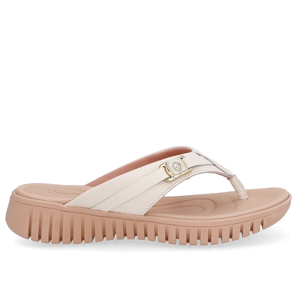 Chinelo Salto Plataforma Couro Branco Marfim Monograma — imagem 1