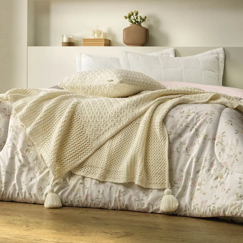 Peseira de Tricot 100% Acrílico Campelo Natural — imagem 1