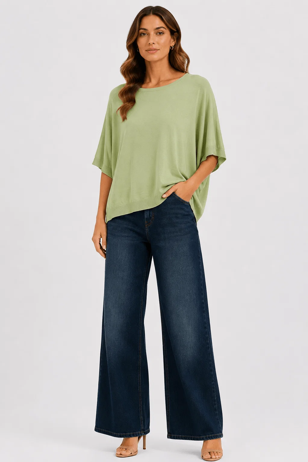 Blusa Tricot Manga 3/4 - Verde — imagem 1