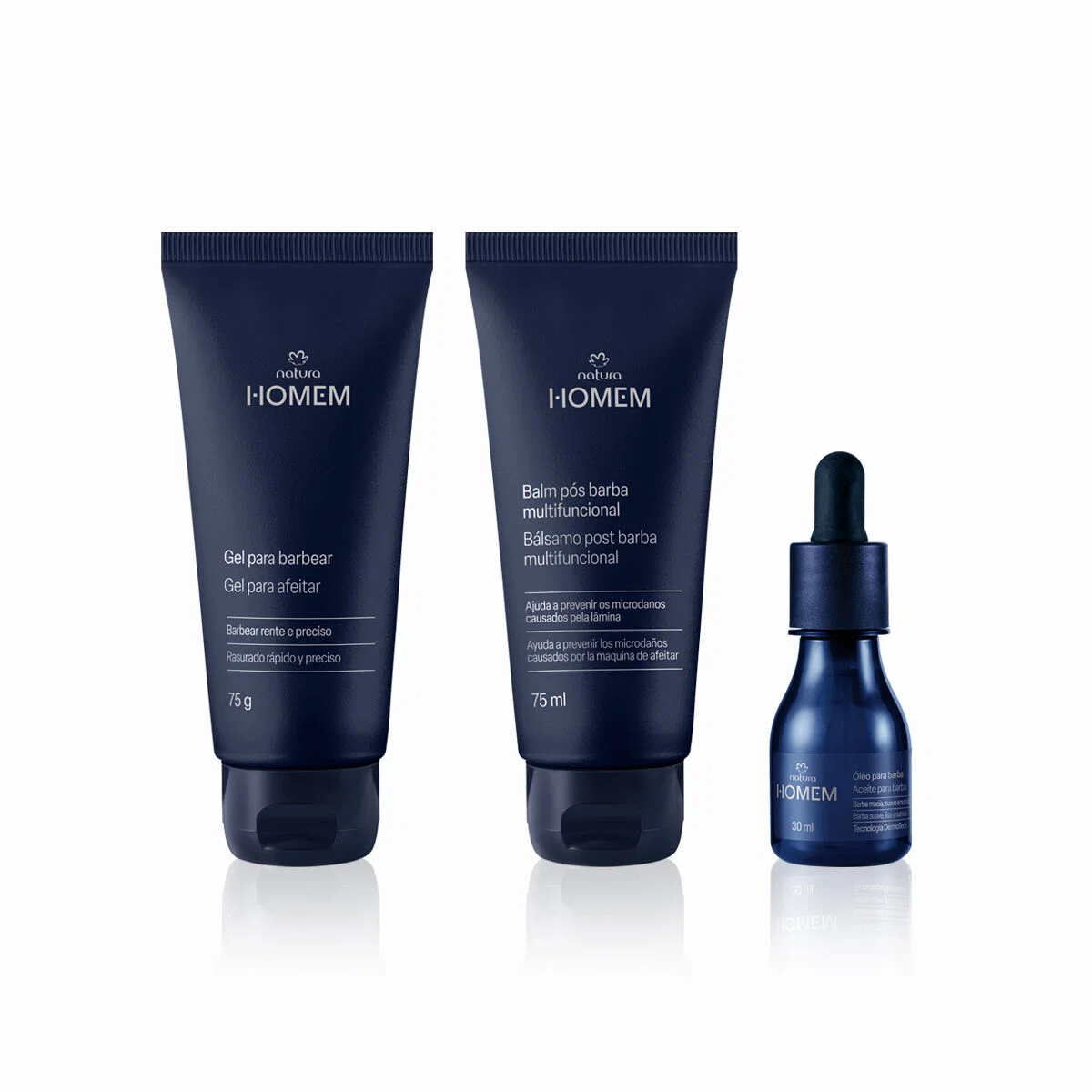 Kit Natura Homem Gel para Barbear, Balm e Óleo Pós-Barba (3 produtos) — imagem 1