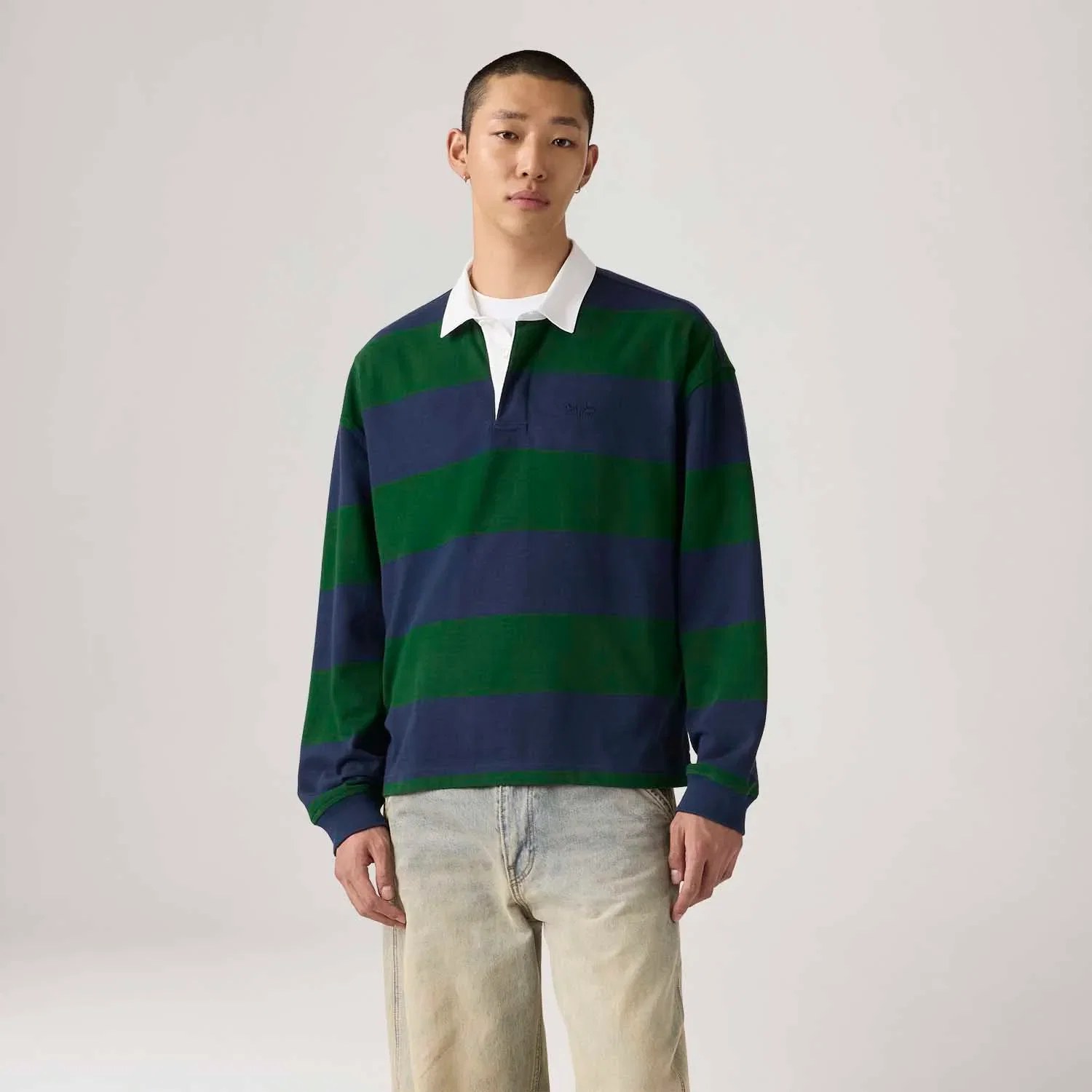 Polo Levi's® Hudson Boxy Rugby Azul Manga Longa — imagem 1