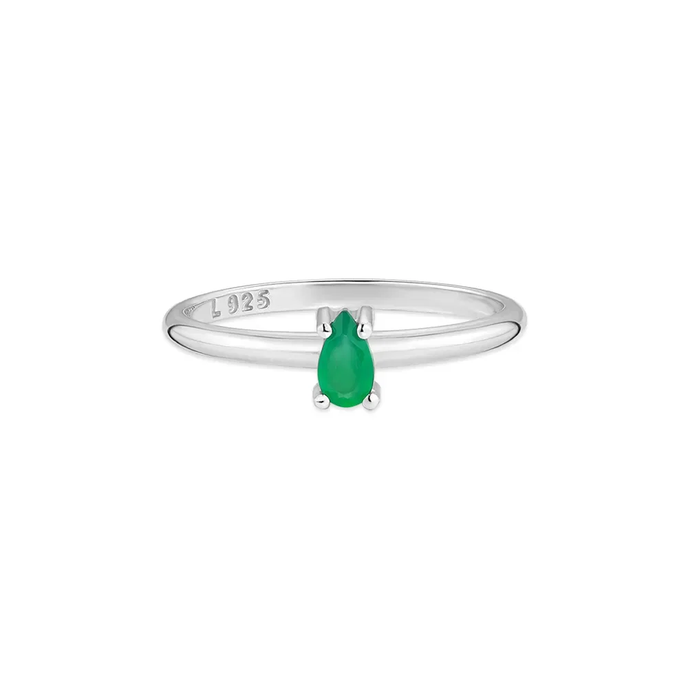 Anel Life Unique em Prata 925 com Ágata Verde — imagem 1