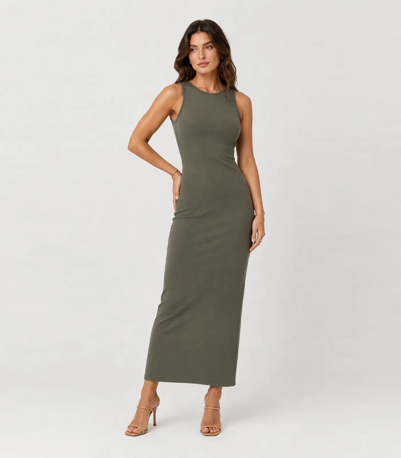 Vestido Midi Feminino Em Ribana Infinita Cor Verde