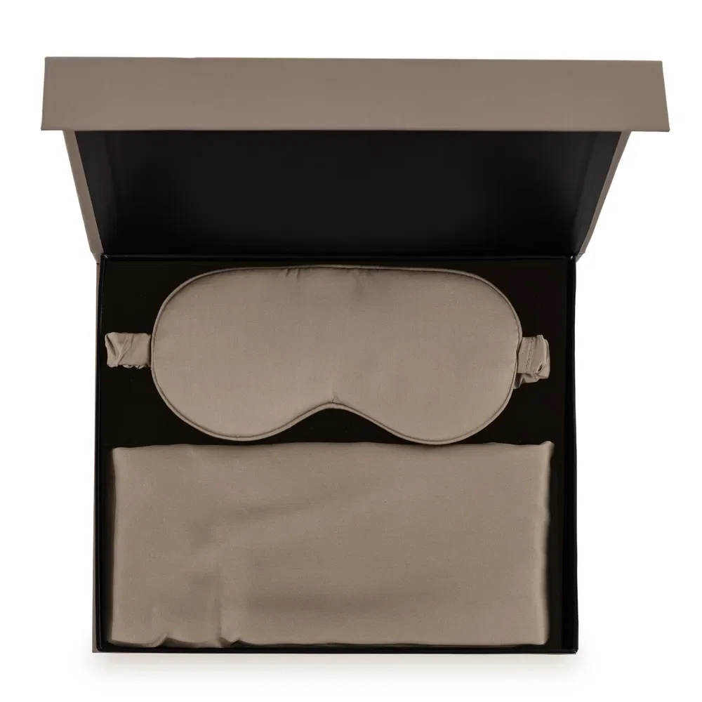 Kit Fronha e Tapa Olho em Cetim de Bambu Sonata Nocciola