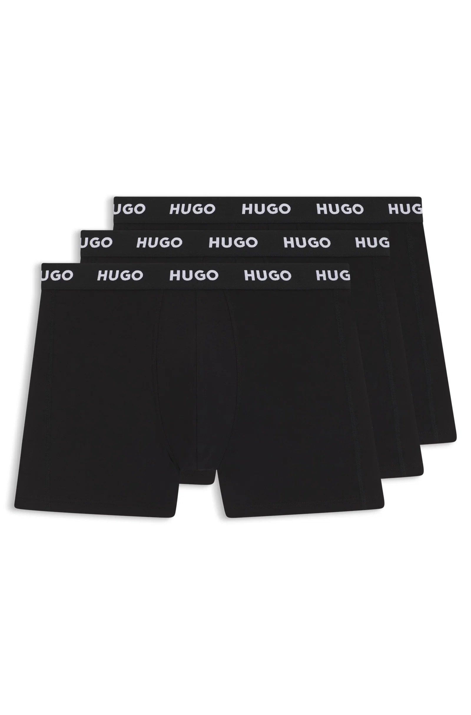 Três Cuecas Boxers Em Algodão Elástico Com Logos Na Cintura