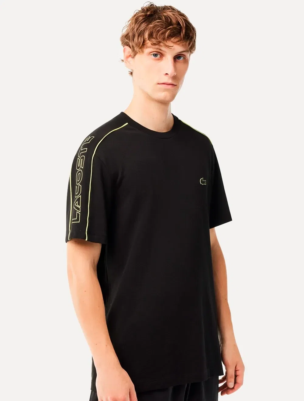 Camiseta Lacoste Masculina Regular Fit Technical Piqué Print Preta