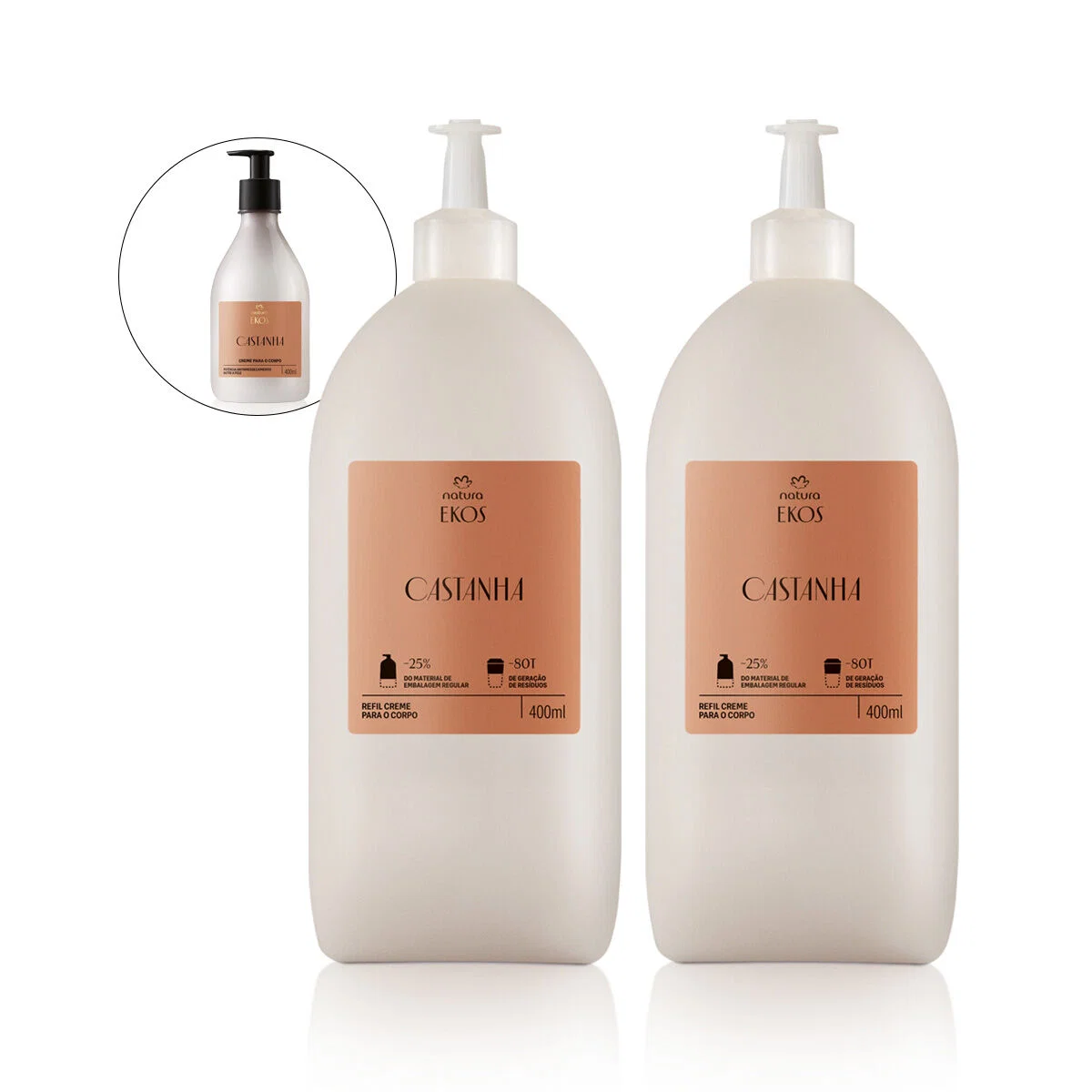 Kit Refil Creme Desodorante Hidratante Natura Ekos Castanha (2 unidades)