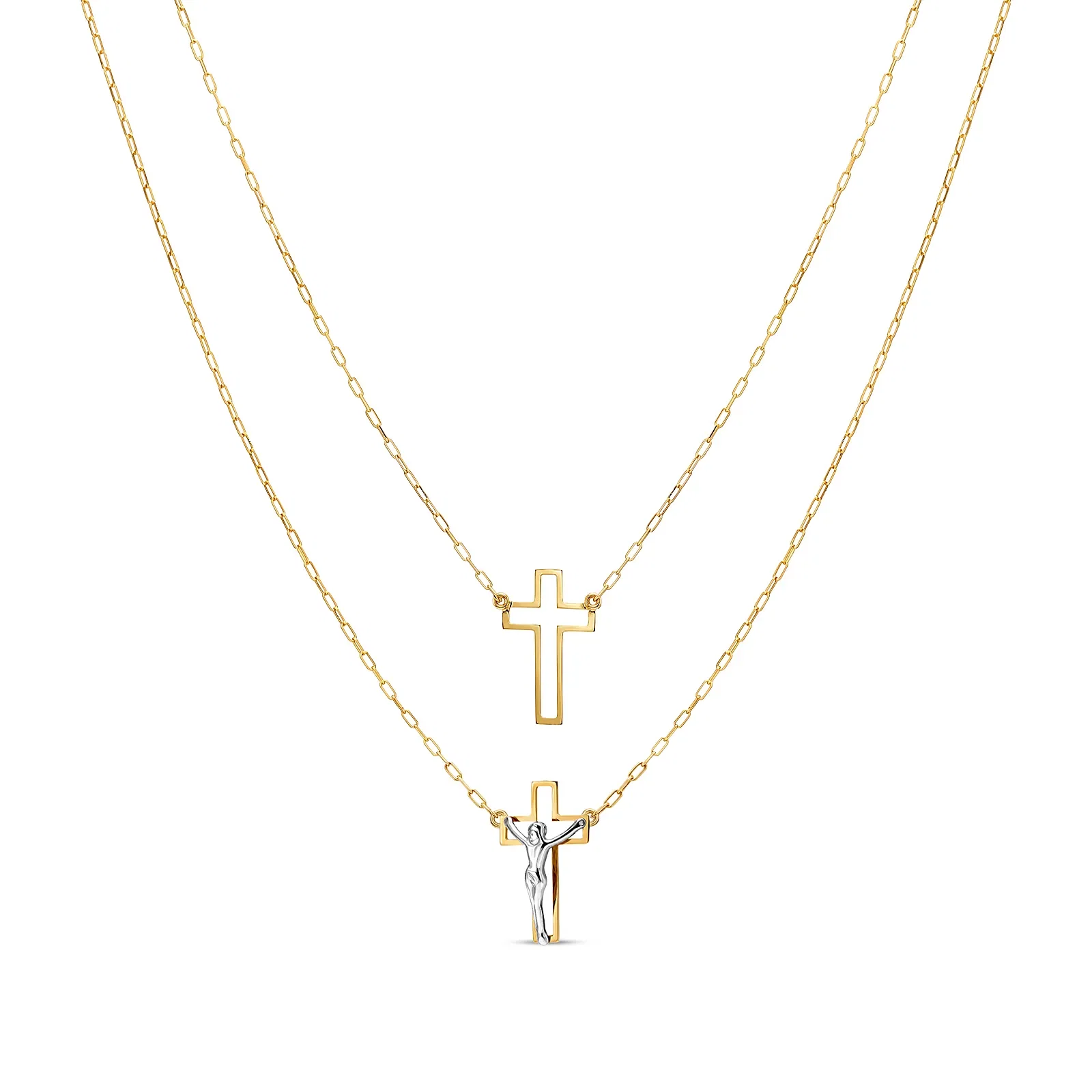 Escapulário Cruz Vazada em Ouro Amarelo e Branco 18K, 68 cm — imagem 1