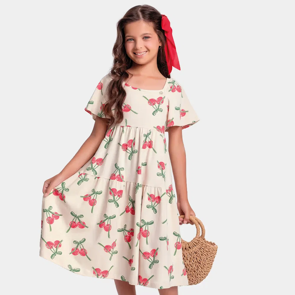Vestido midi de cereja