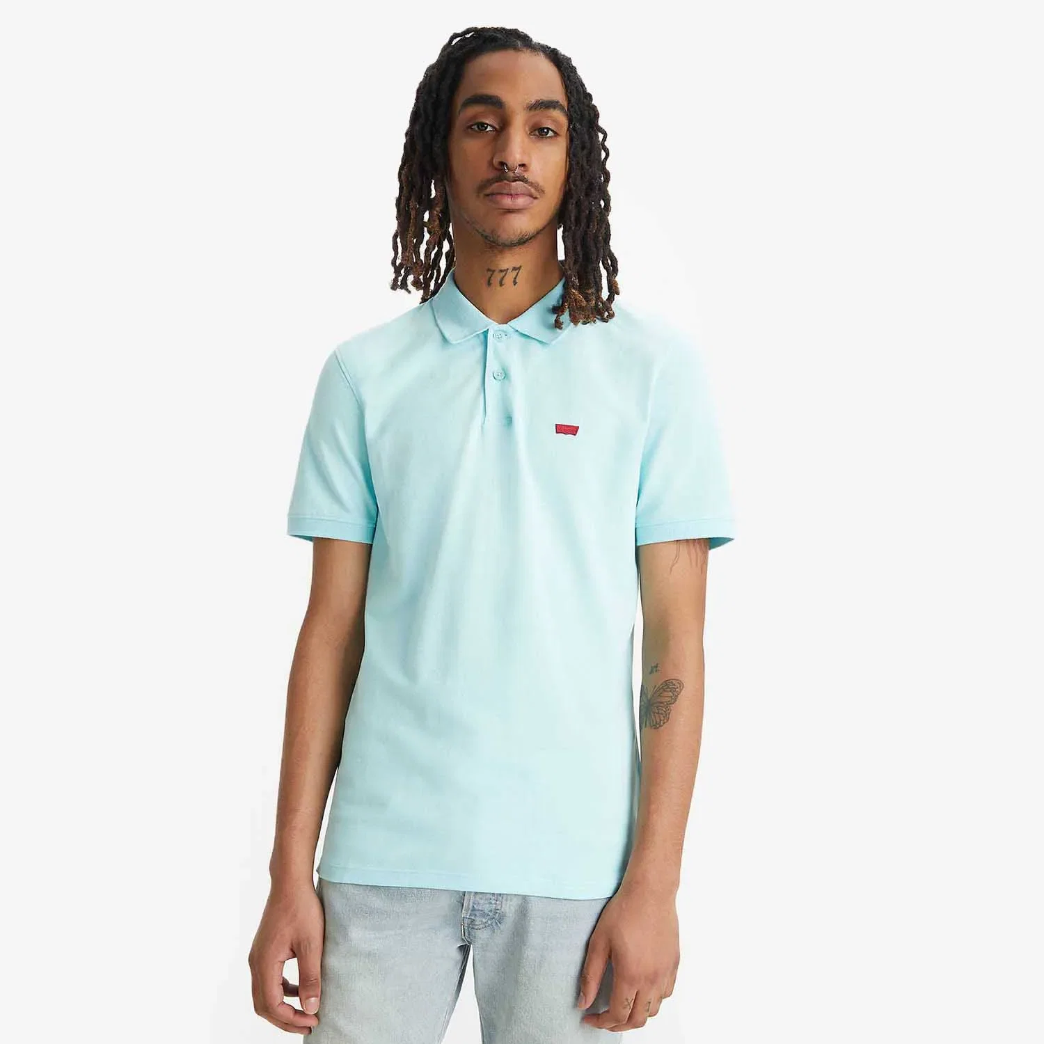 Camisa Polo Levi's® Slim Housemark Azul Claro Manga Curta