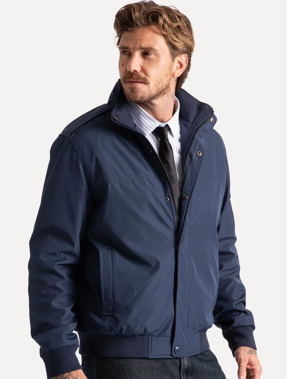 Jaqueta Ellus Masculina Nylon Padding Sport Bomber Azul Marinho