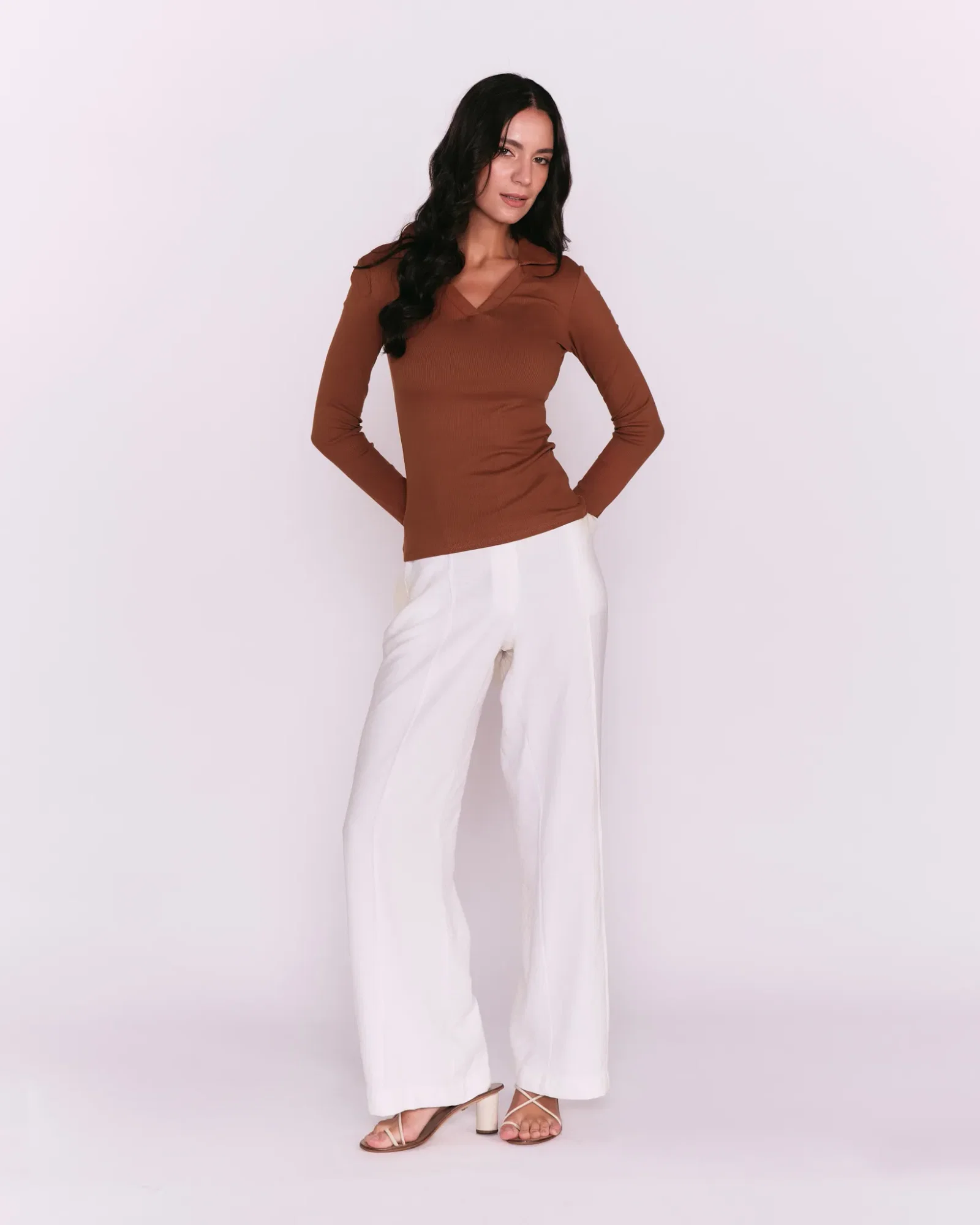 Blusa Manga Longa Com Gola - Caramelo — imagem 1