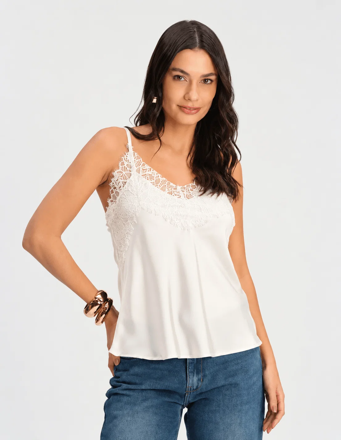 Regata Detalhe Renda - Branco