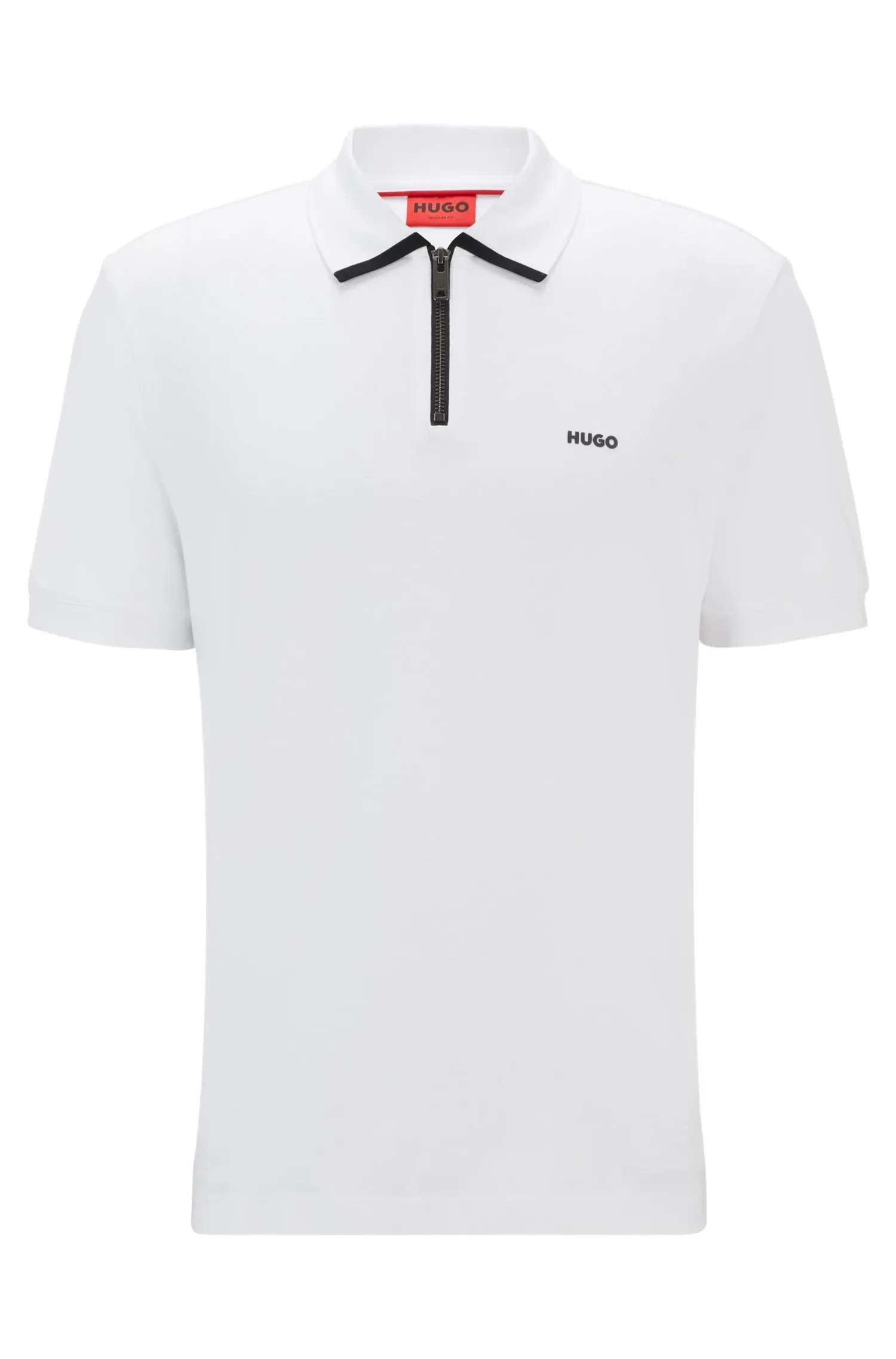 Polo Em Piqué De Algodão Com Logo Contrastante