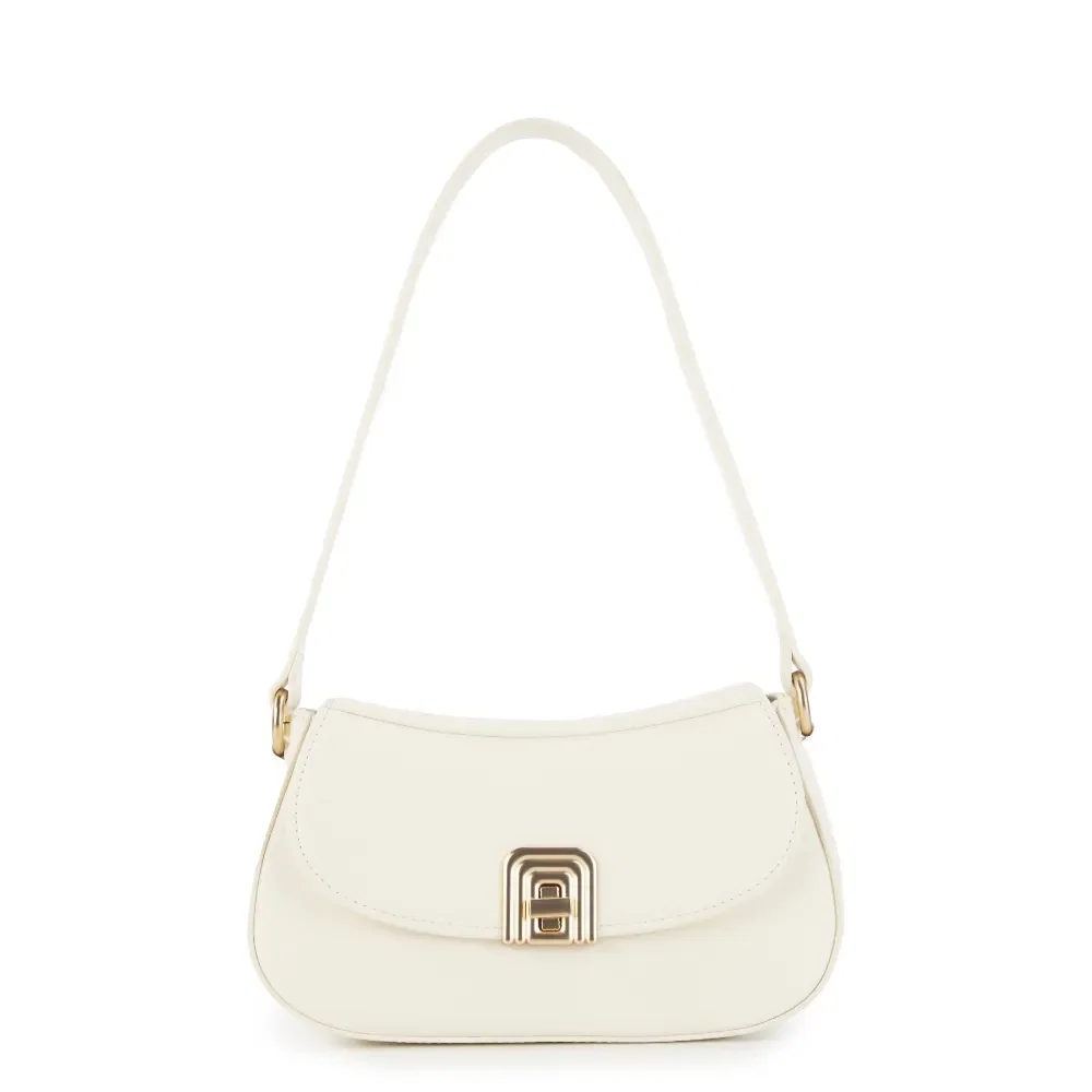 Bolsa de Ombro Fecho Decorativo Off White