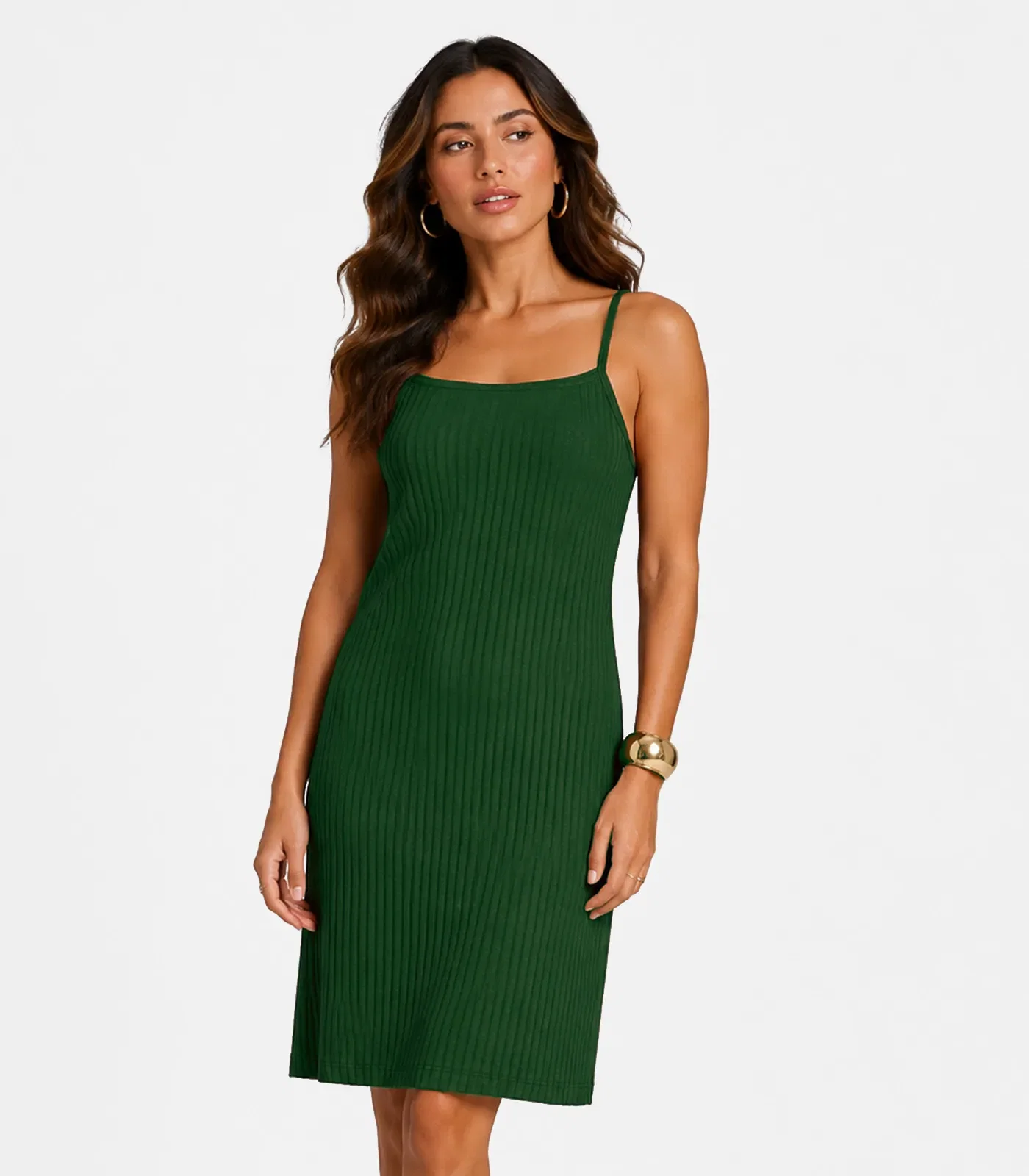 Vestido Canelado De Alça Select Verde — imagem 1