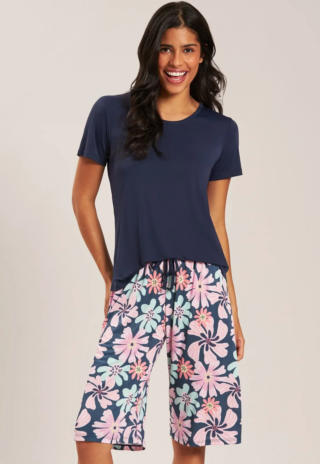 Pijama Com Maria Joao De Microfribra Baunilha