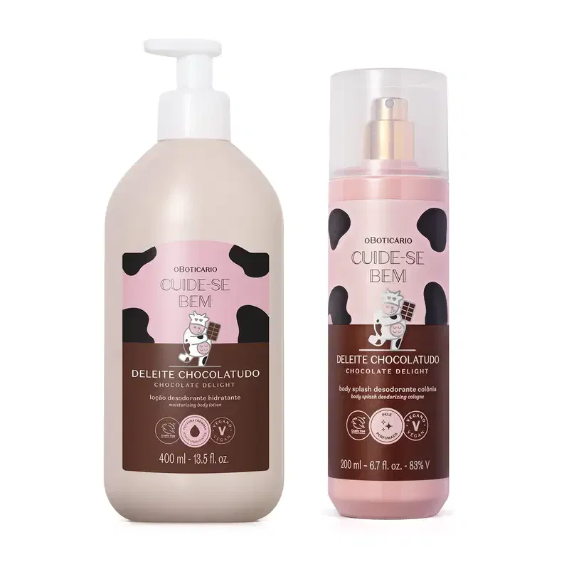 Combo Cuide-se bem Deleite Chocolatudo: Loção Corporal 400ml + Body Splash 200ml