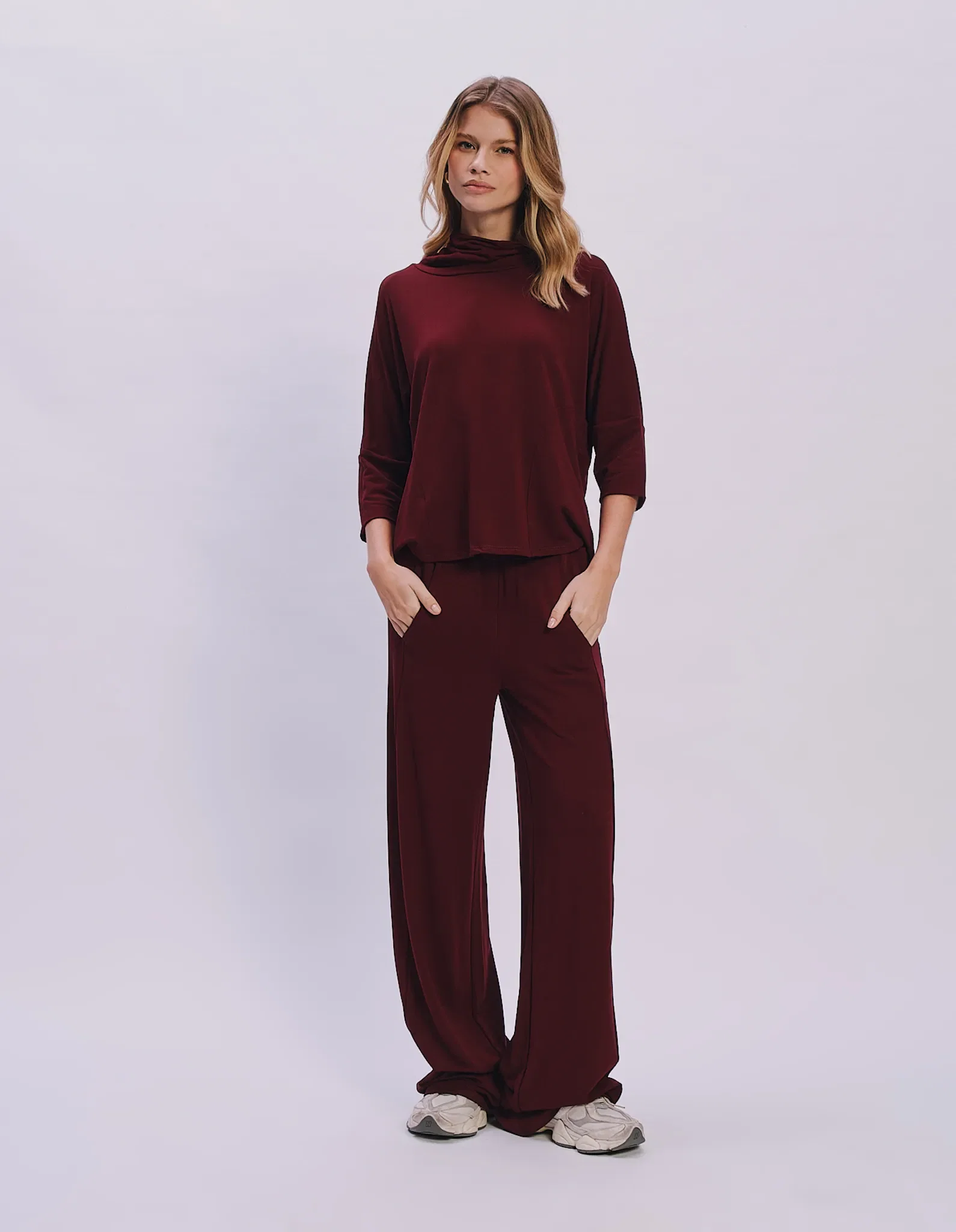 Calça Pantalona Cós Elástico - Marsala — imagem 1