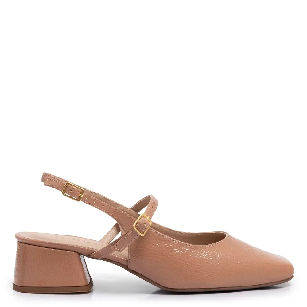 Scarpin Rosa Slingback Verniz