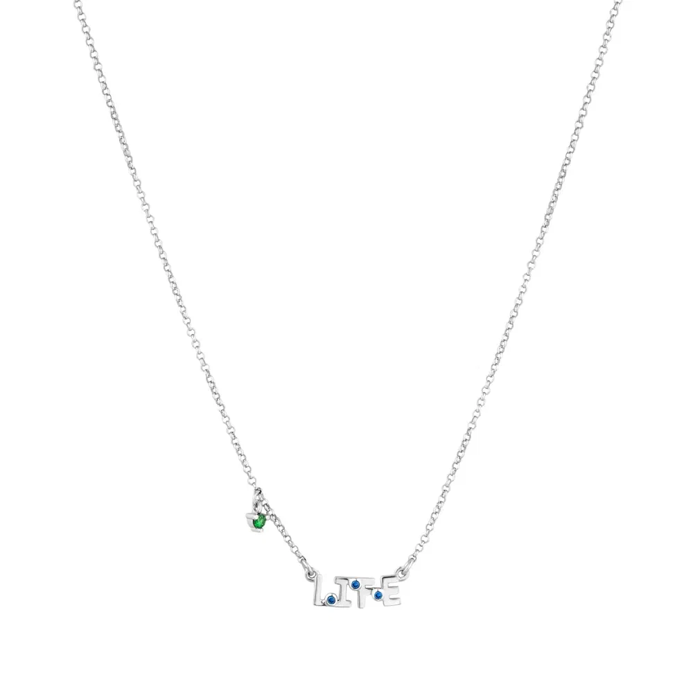 Colar Life Místico Eye em Prata 925 com Pedras Verdes e Azuis, 45cm — imagem 1